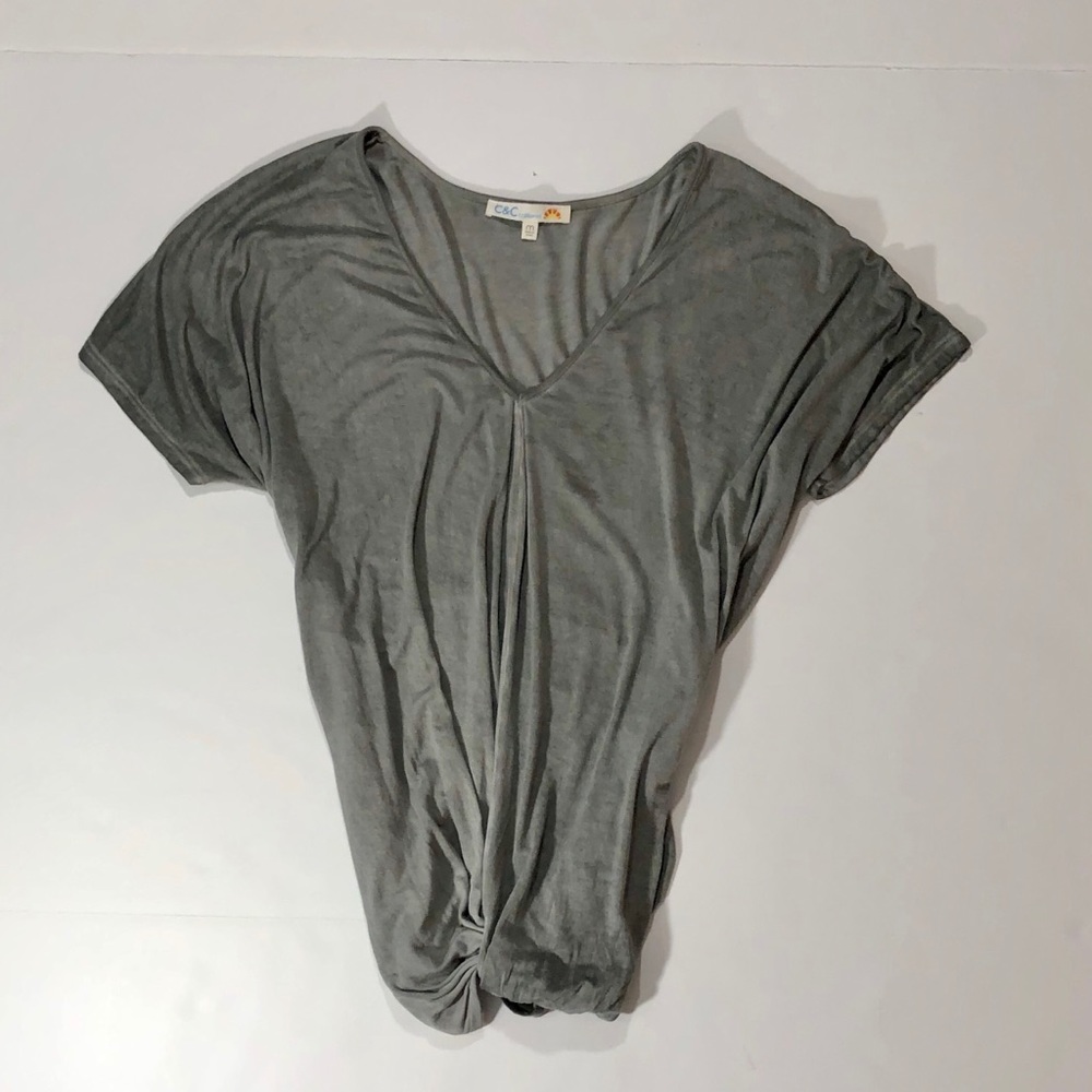C & C CALIFORNIA Gray Drapey Shirred Top M